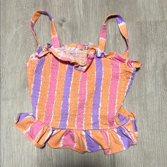 Bella & Birdie Colorful Striped Ruffle Tank Top 10-12 - Picture 1 of 1